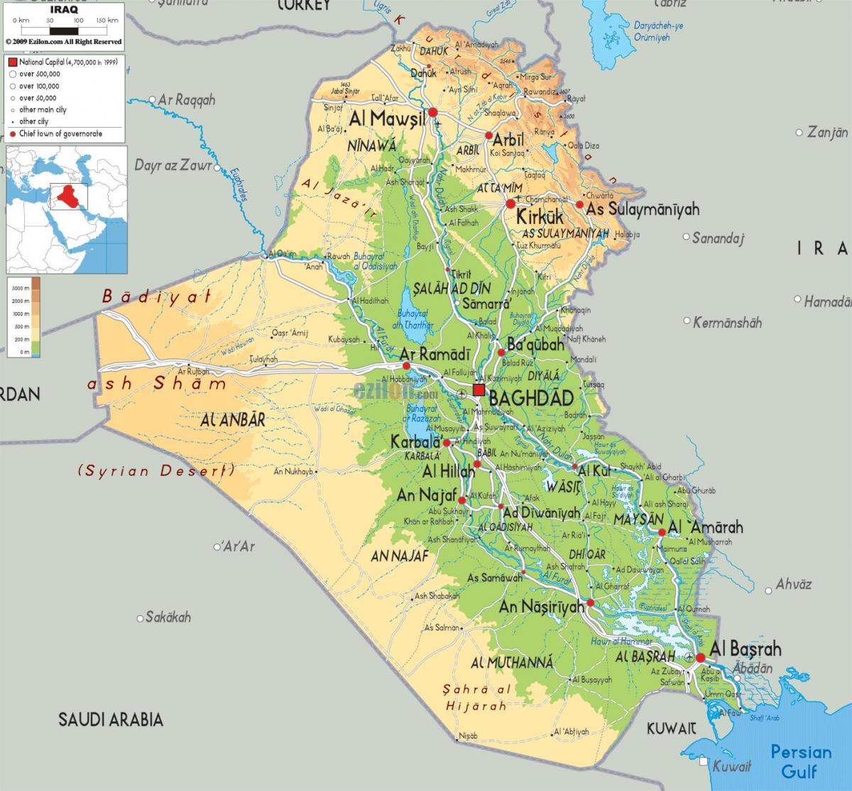 Mapa Iraku geografia