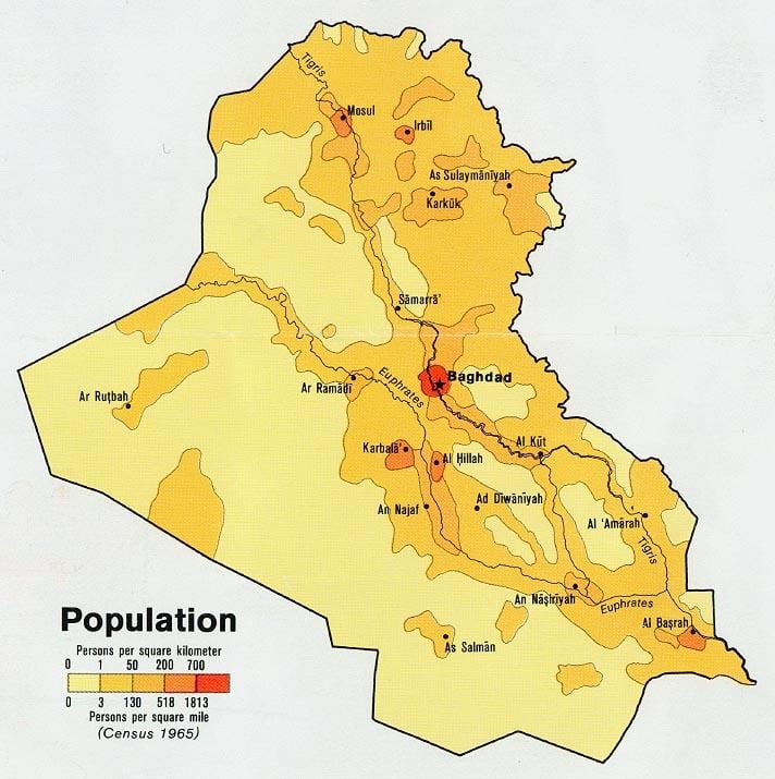 Mapa Iraku obyvateľstva
