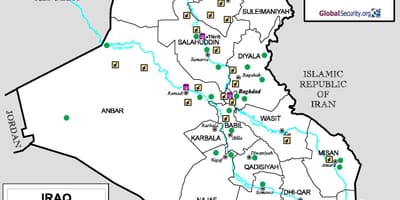Mapa Iraku letiská