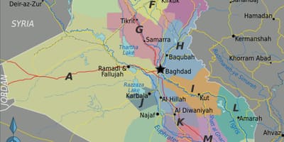 Mapa Iraku regiónov